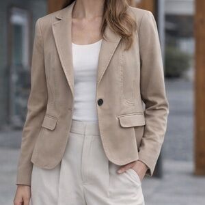 Olsen Europe Neutral Tan Tailored Blazer Jacket Stretch Size S/M